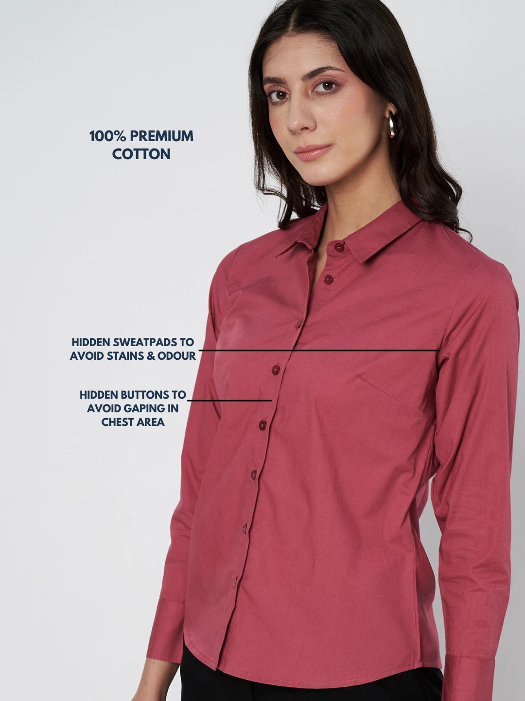 Mauve Cotton Shirt - With Sweatpad