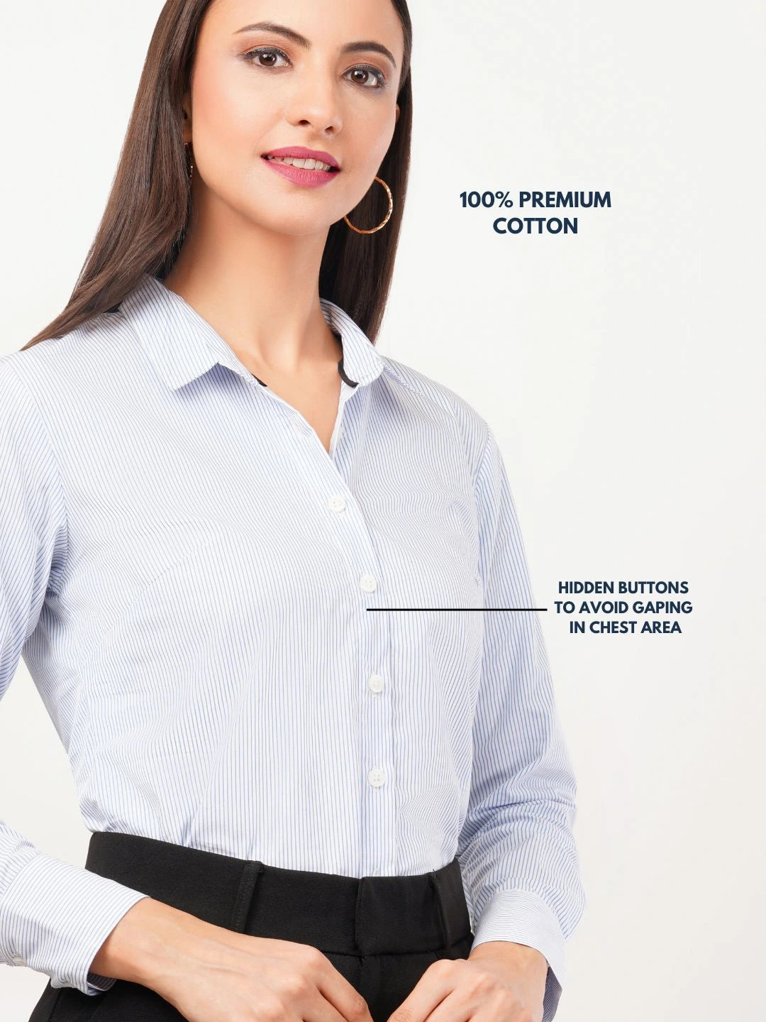 Classic White And Blue Striped Cotton Shirt
