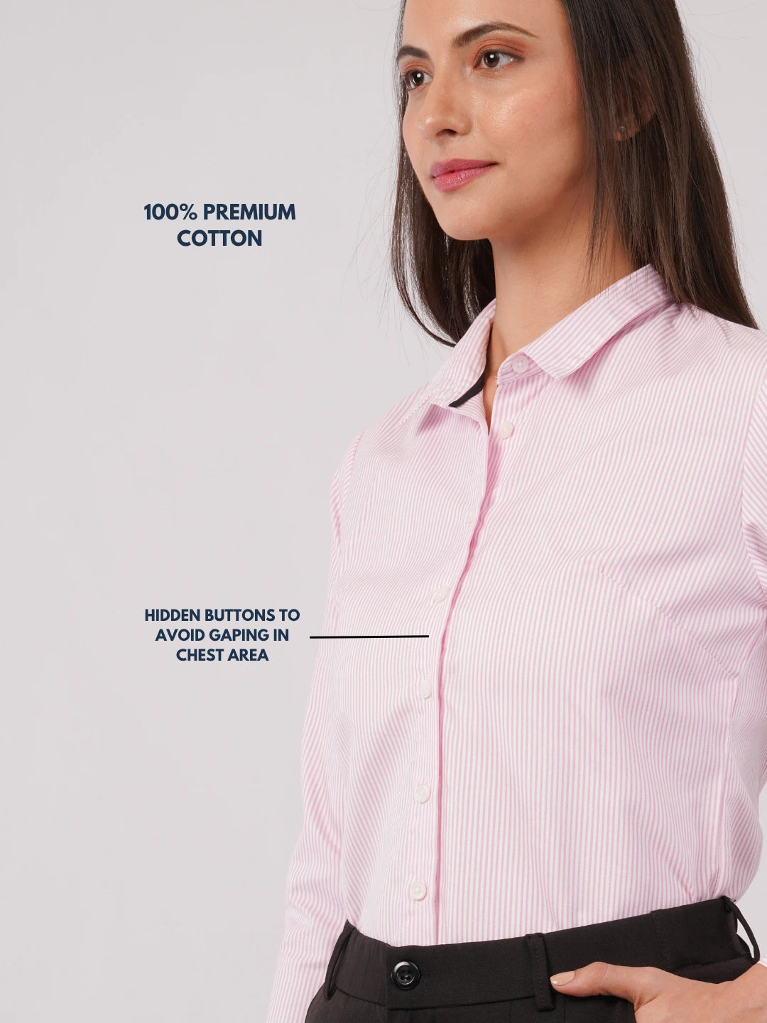 Pink And White Pinstripes Shirt