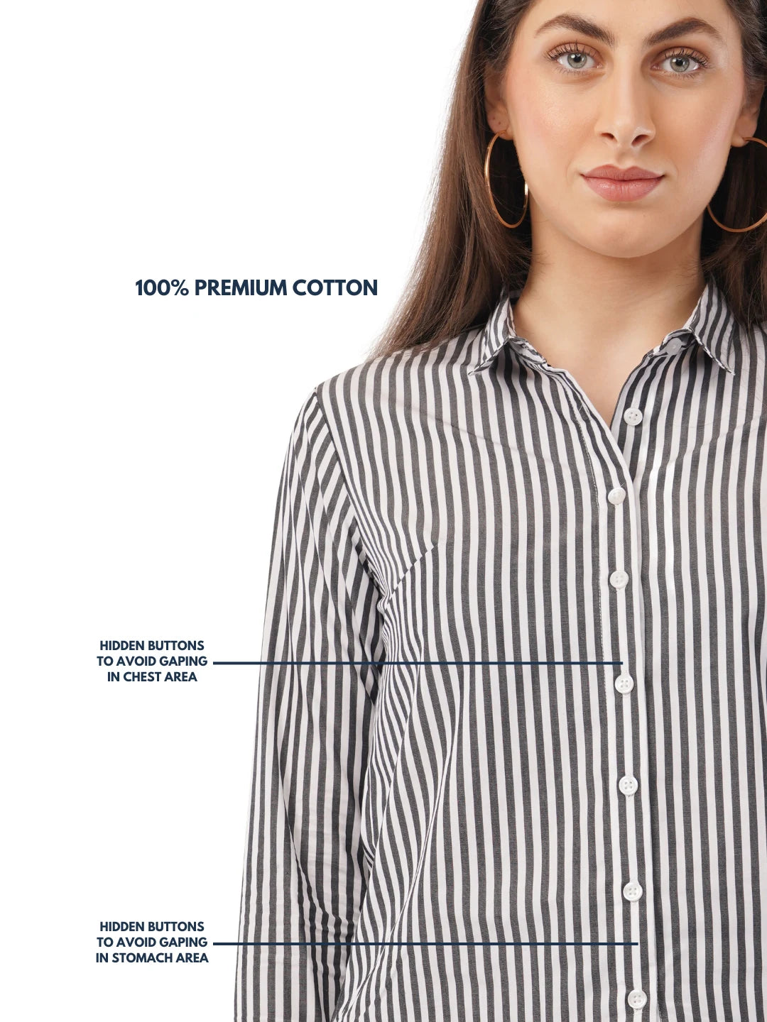 Black and White Striped Cotton Shirt