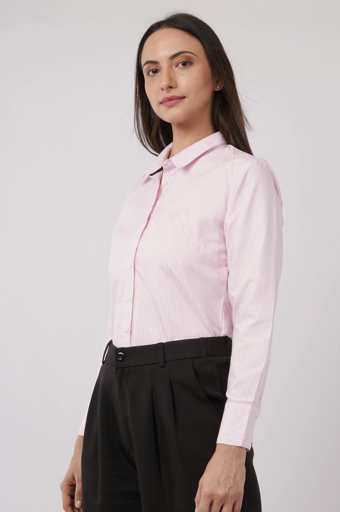 Pink And White Pinstripes Shirt