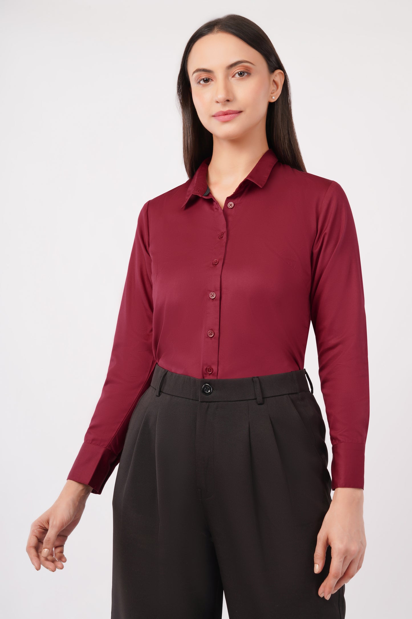 Burgundy Cotton Shirt - With Sweatpad