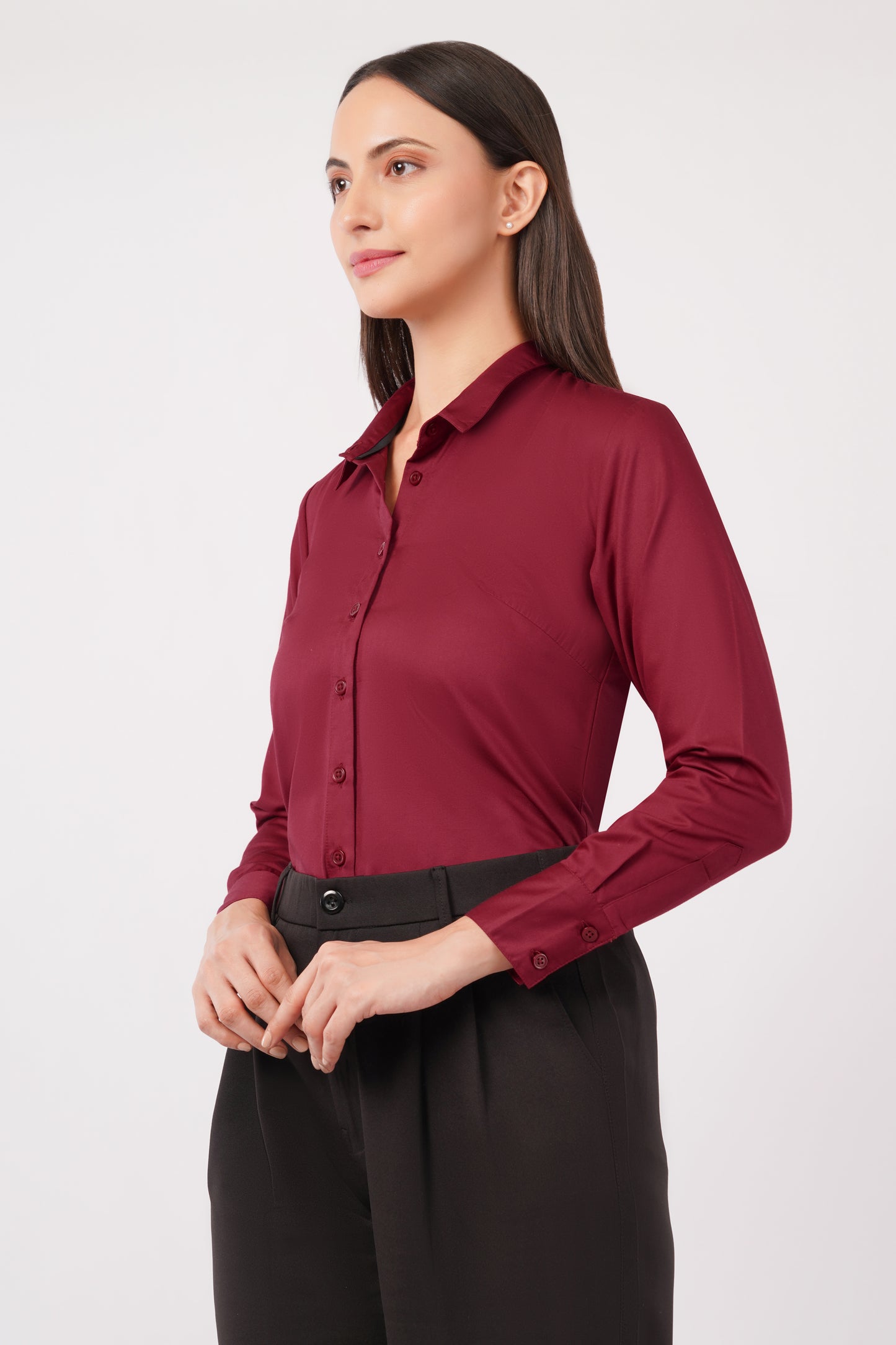 Burgundy Cotton Shirt - With Sweatpad