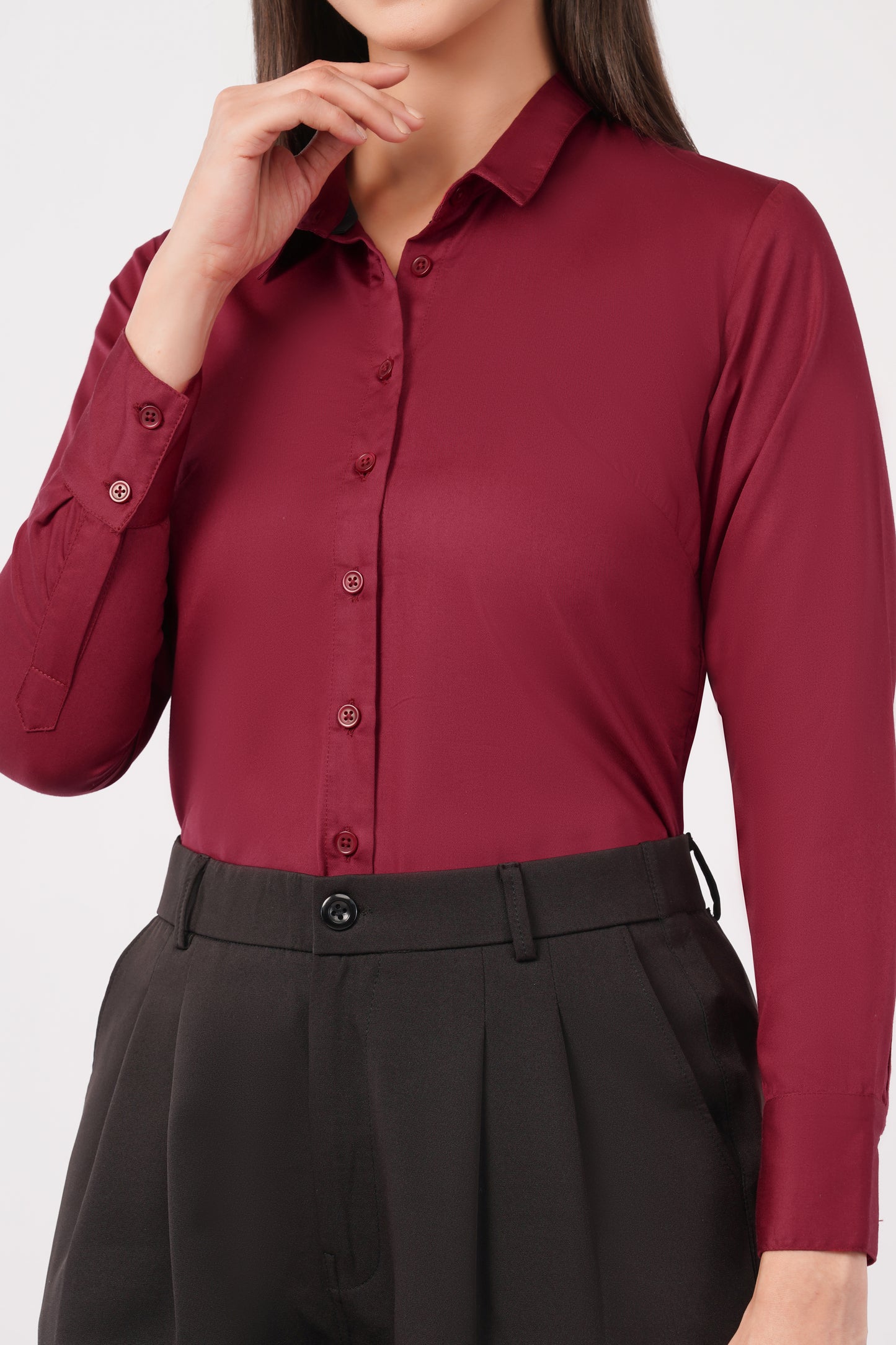 Burgundy Cotton Shirt - With Sweatpad