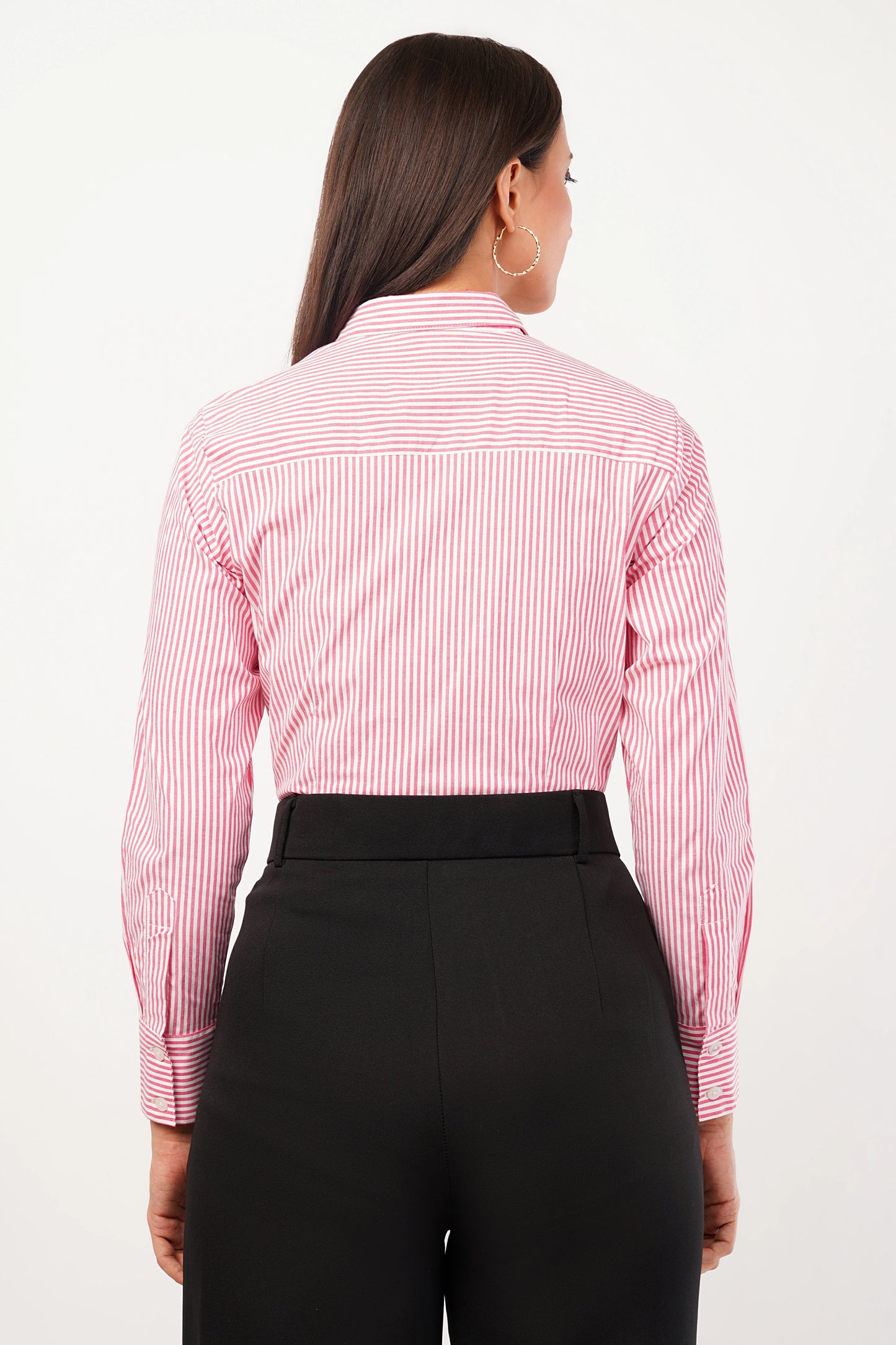 Pink and White Striped Cotton Shirt