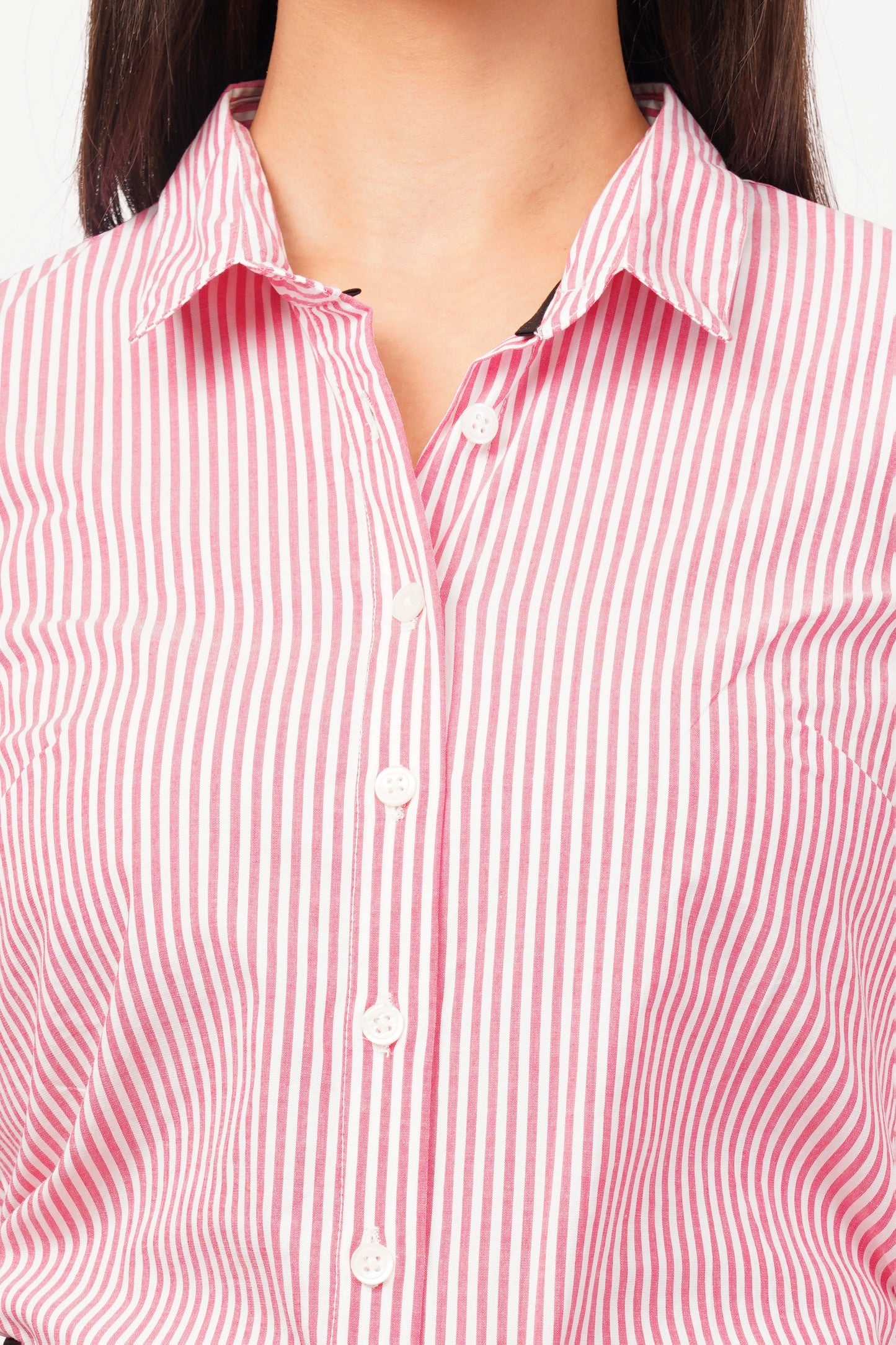 Pink and White Striped Cotton Shirt