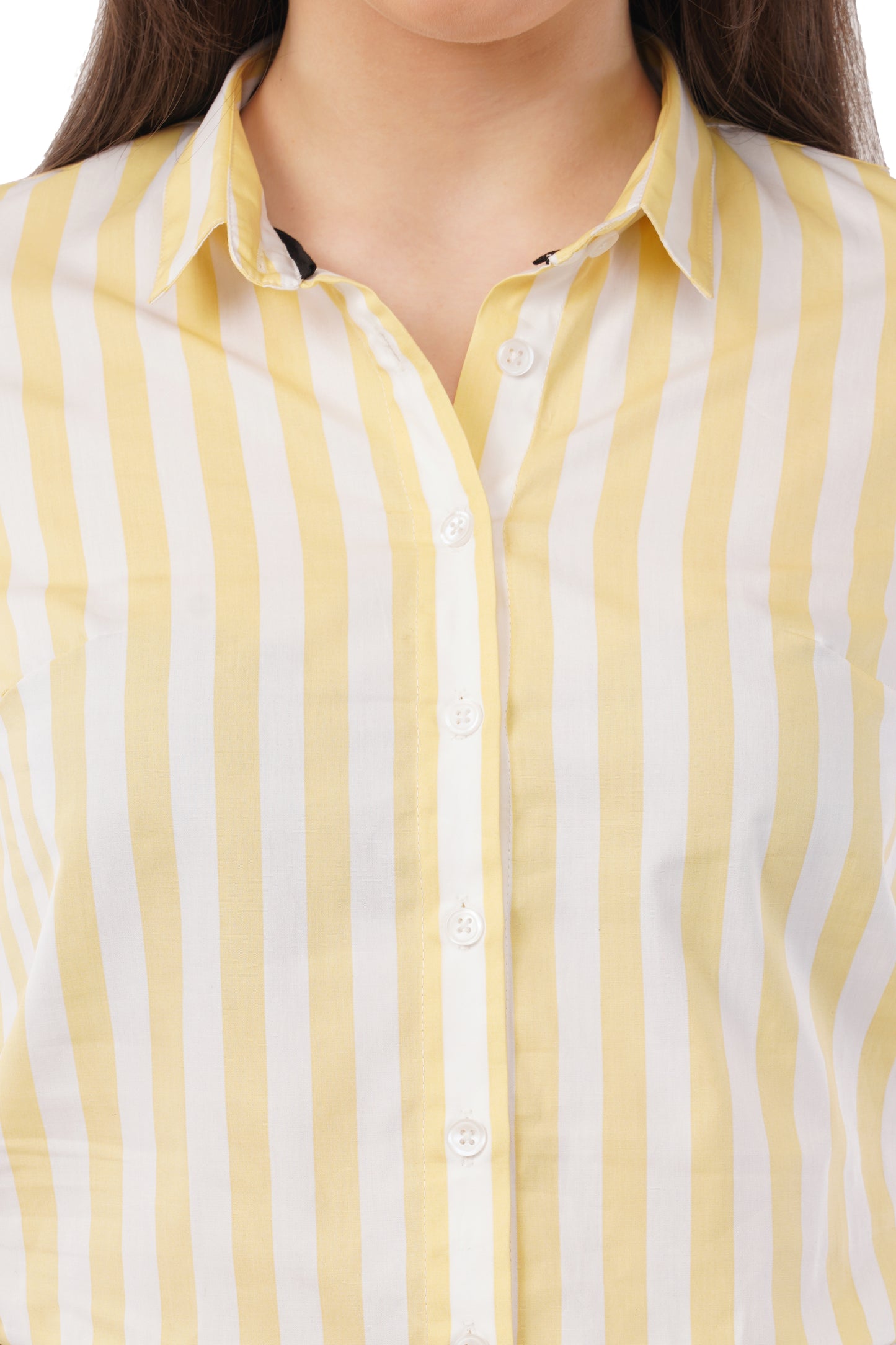 Yellow And White Striped Cotton Shirt