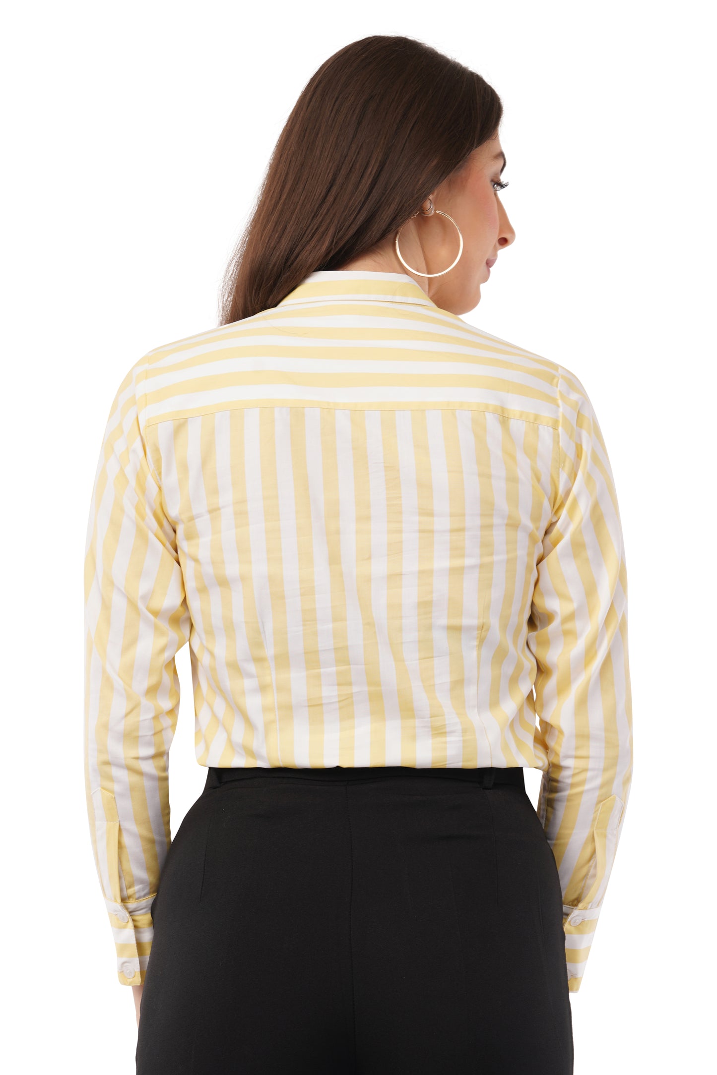 Yellow And White Striped Cotton Shirt
