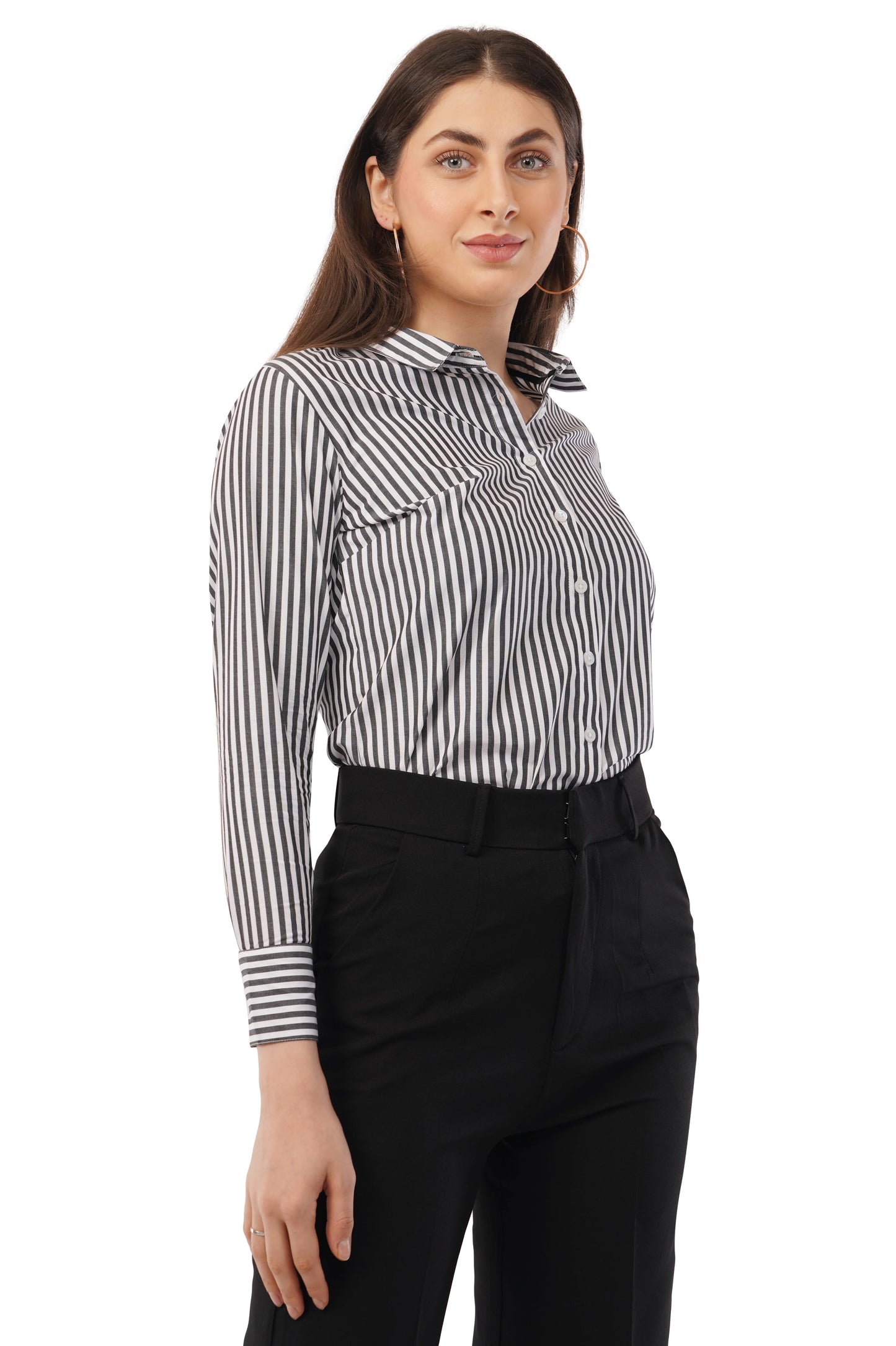 Black and White Striped Cotton Shirt