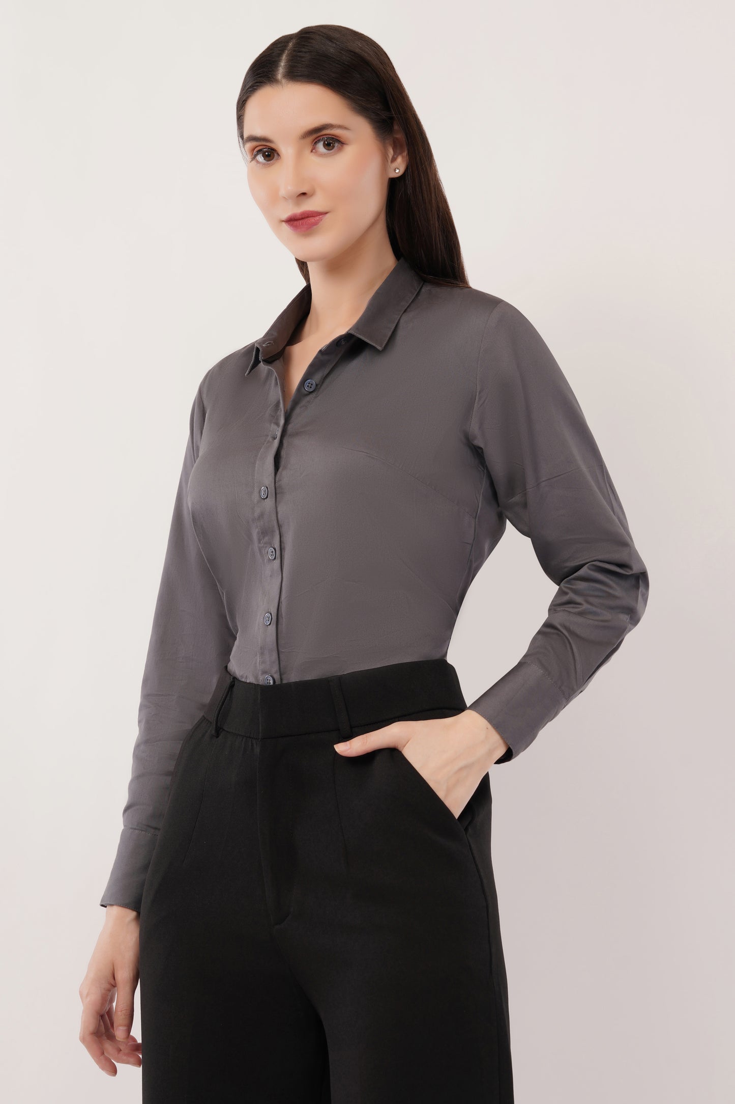 Grey Cotton Shirt - With Sweatpad