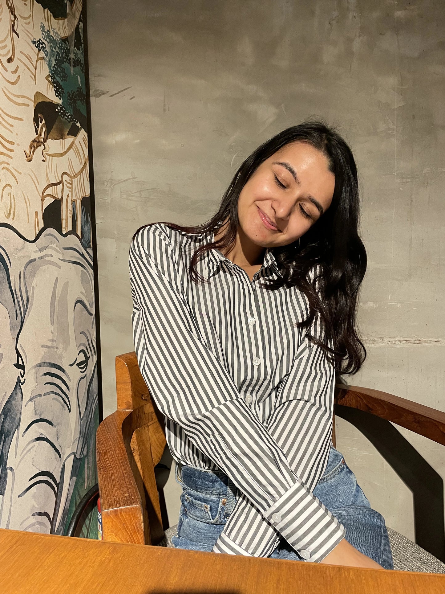 Black and White Striped Cotton Shirt