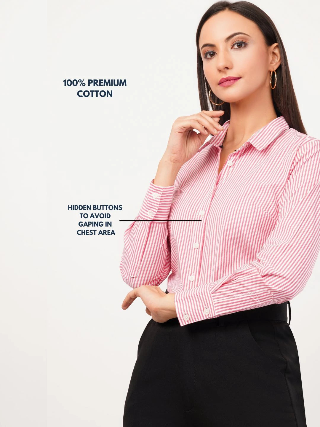 Pink and White Striped Cotton Shirt
