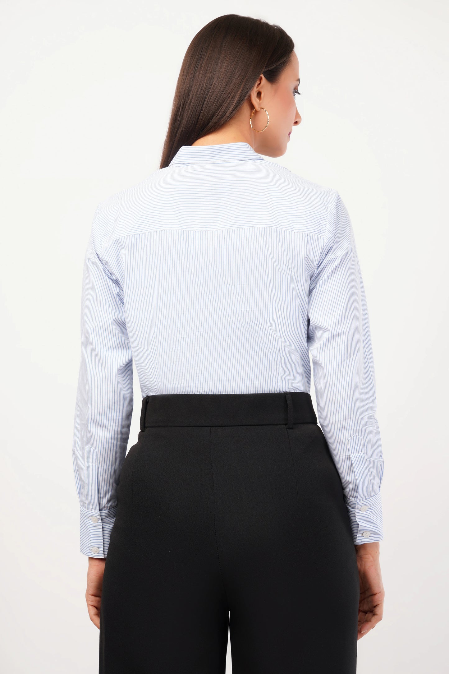 Classic White And Blue Striped Cotton Shirt