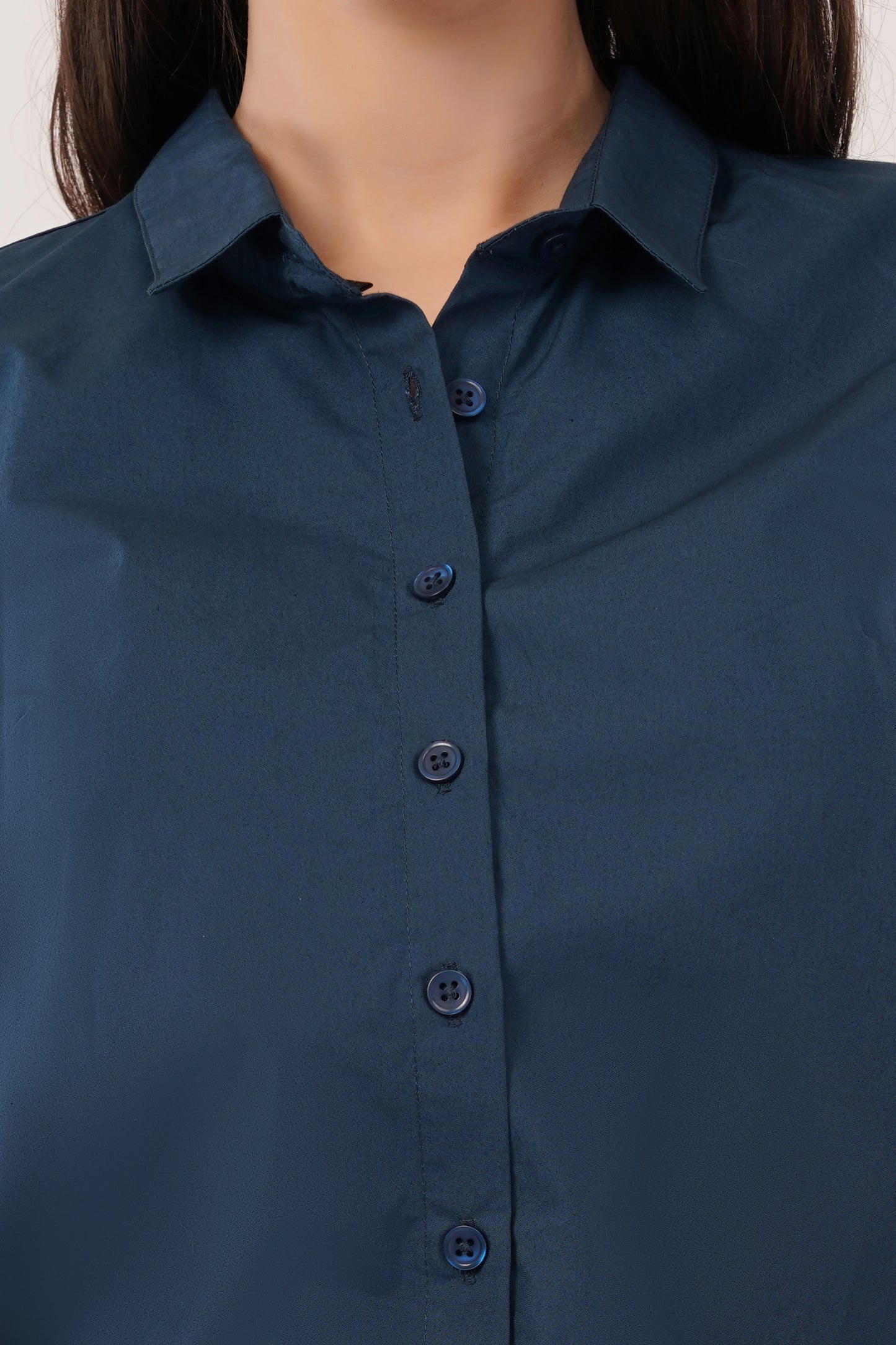 Navy Blue Cotton Shirt - With Sweatpad