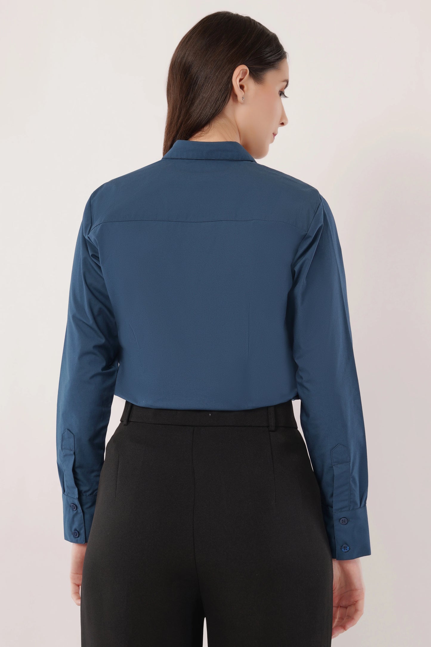 Navy Blue Cotton Shirt - With Sweatpad