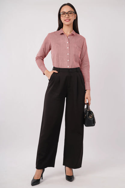 Maroon And White Pinstripes Shirt - With Sweatpad