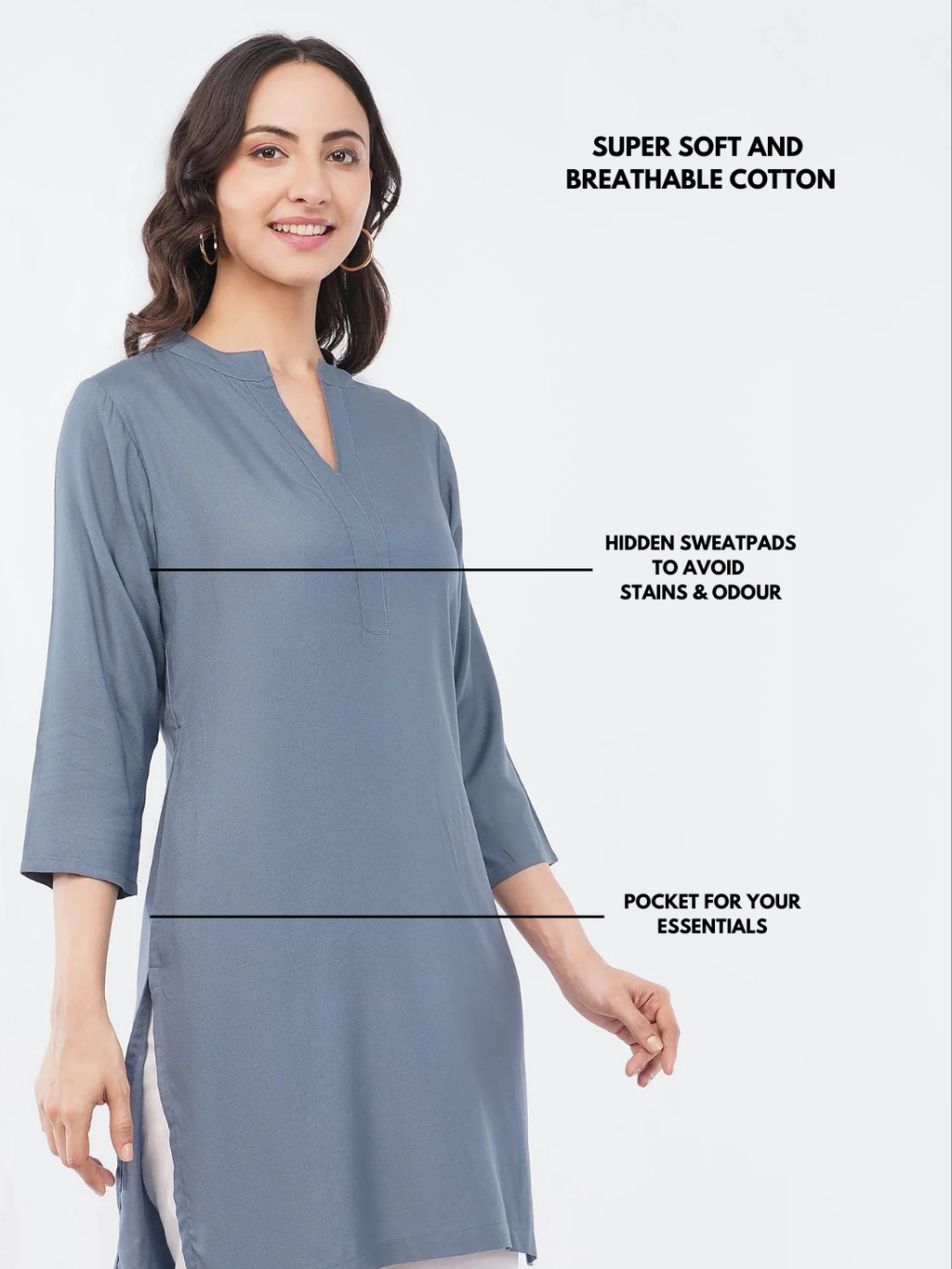 Maya Long Kurti - With Sweatpad