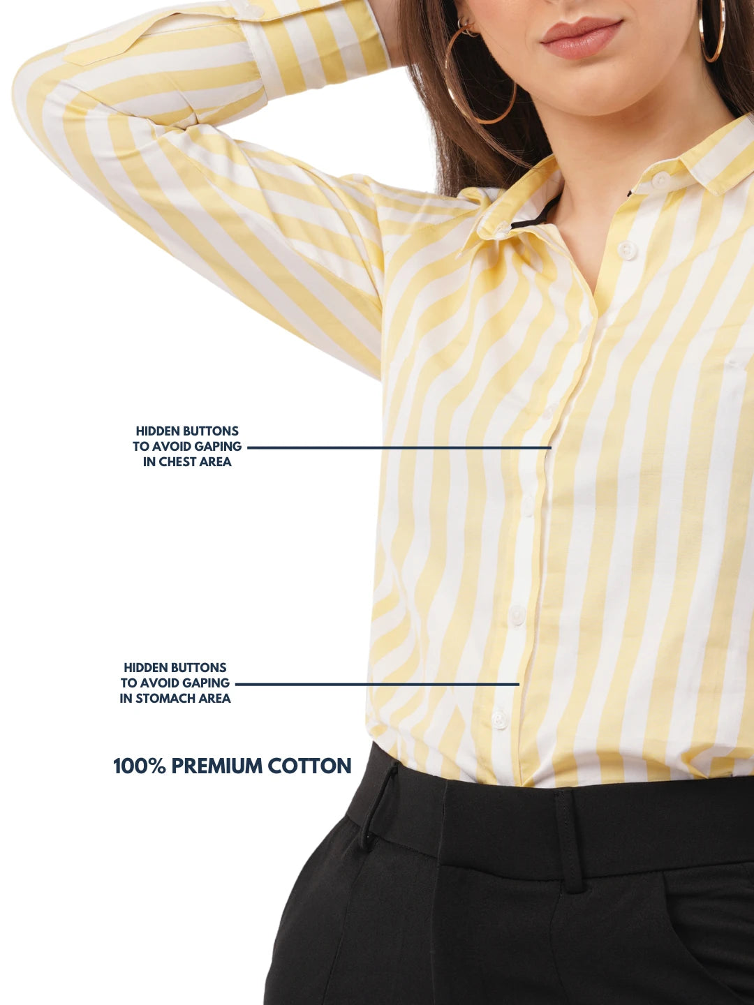 Yellow And White Striped Cotton Shirt
