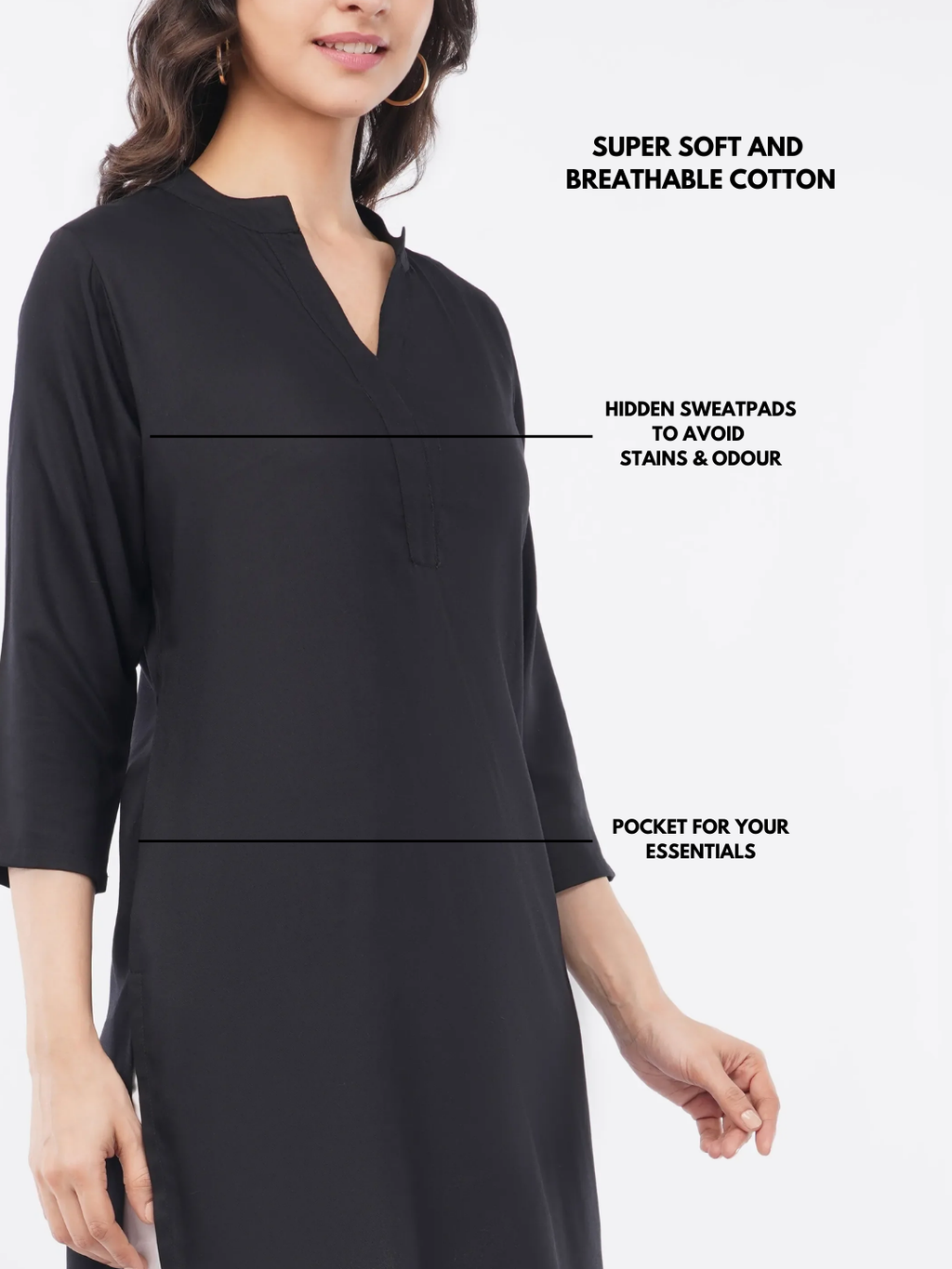 Rhea Long Kurti - With Sweatpad
