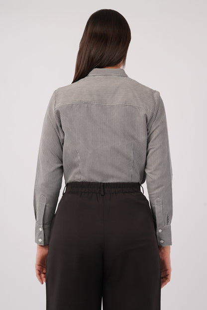 Black And White Pinstripes Shirt - With Sweatpad