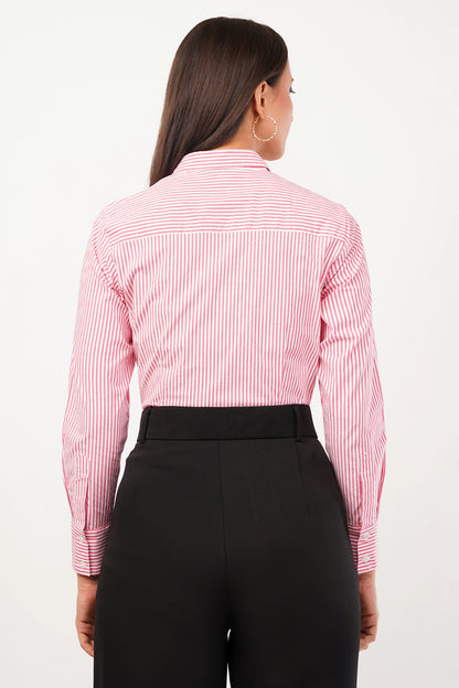 Pink and White Striped Cotton Shirt