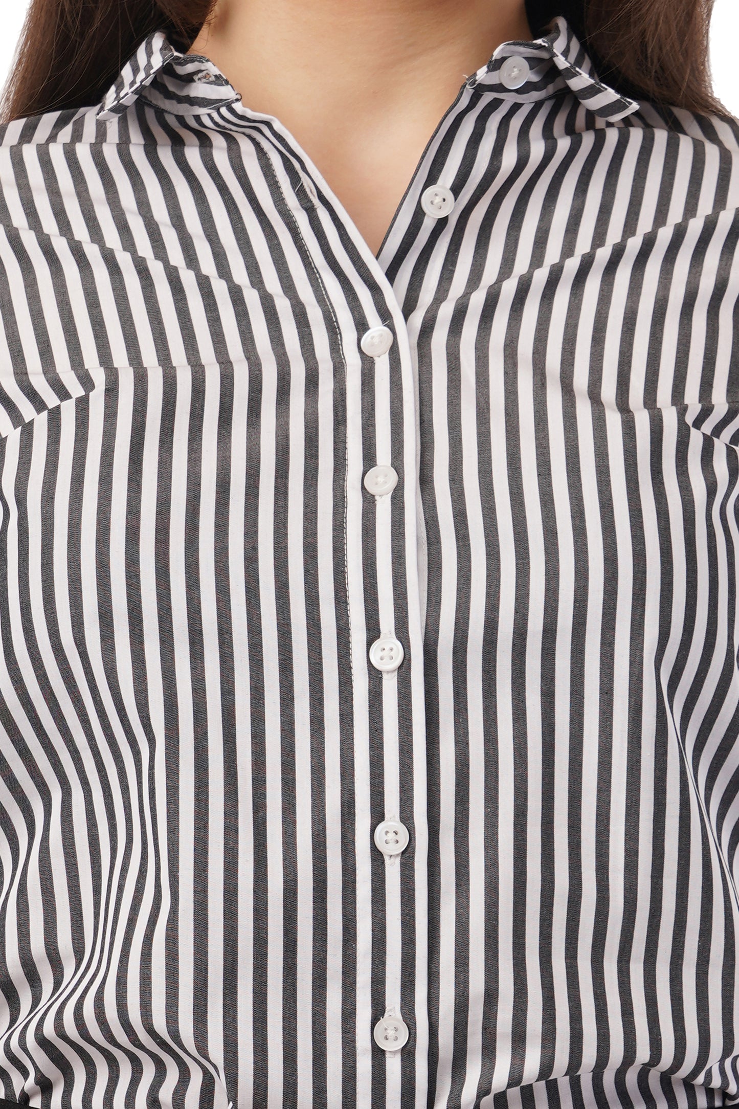 Black and White Striped Cotton Shirt