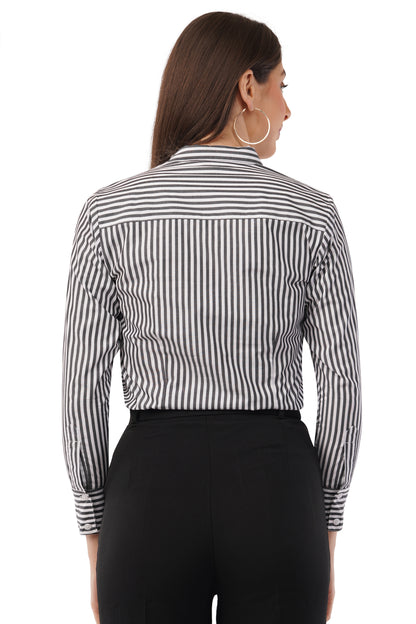 Black and White Striped Cotton Shirt