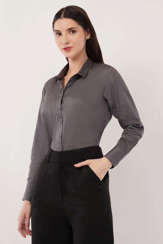 Grey Cotton Shirt - With Sweatpad