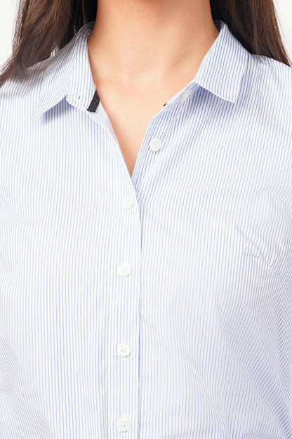 Classic White And Blue Striped Cotton Shirt