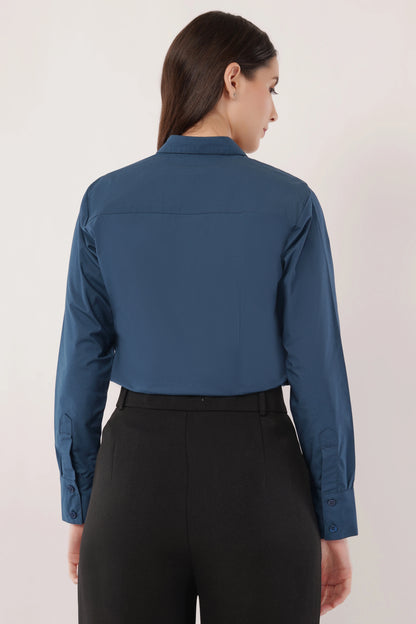 Navy Blue Cotton Shirt - With Sweatpad